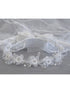 Lito Girls White Satin Rose Flowers Rhinestones 24 Inches Special Occasion Veil - SophiasStyle.com